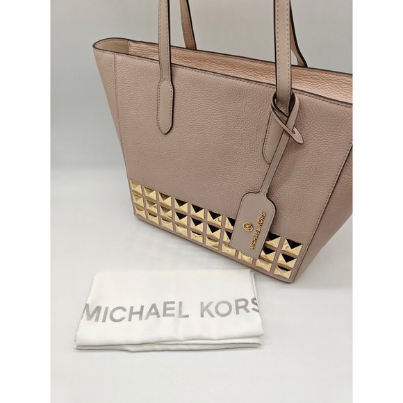 MICHAEL KORS Sinclair East West large studs leather medium tote bag - PINK - Picture 11 of 14